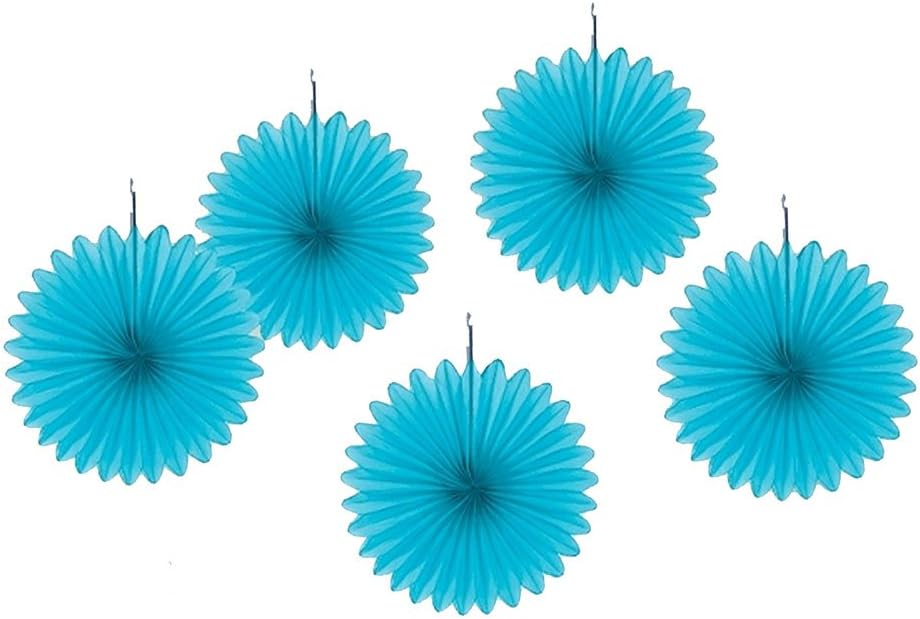 G2PLAYER Tissue Paper Fan Decoration, Hanging Party Tissue Fans for Baby Shower Party Decorations 12 Inch, Set of 5 (Blue)