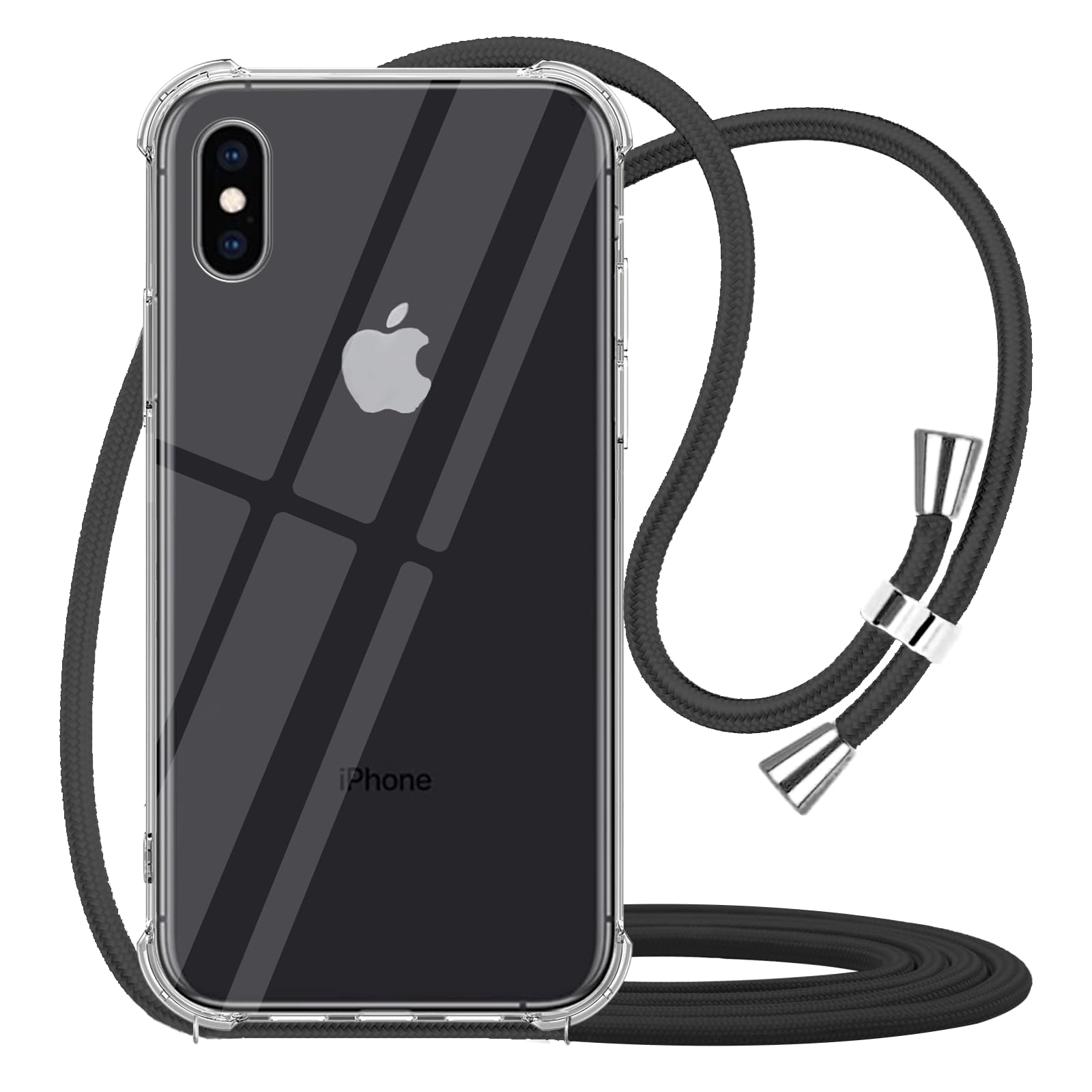 YESPURE for iPhone Xs Max Clear Case Adjustable Shoulder Neck Lanyard Crossbody Strap Phone Cover Women Girls Soft Slim Shockproof Protective Mobile