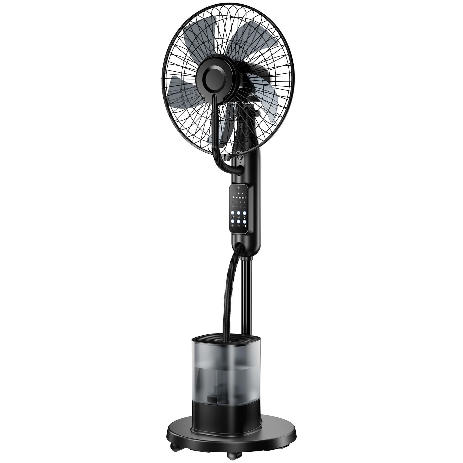 NebulaFlow Ventilateur Brumisateur sur pied 2026 – Réservoir 4L, 7,5h, minuterie, 5 vitesses & 3 modes. Oscillation + télécommande.
