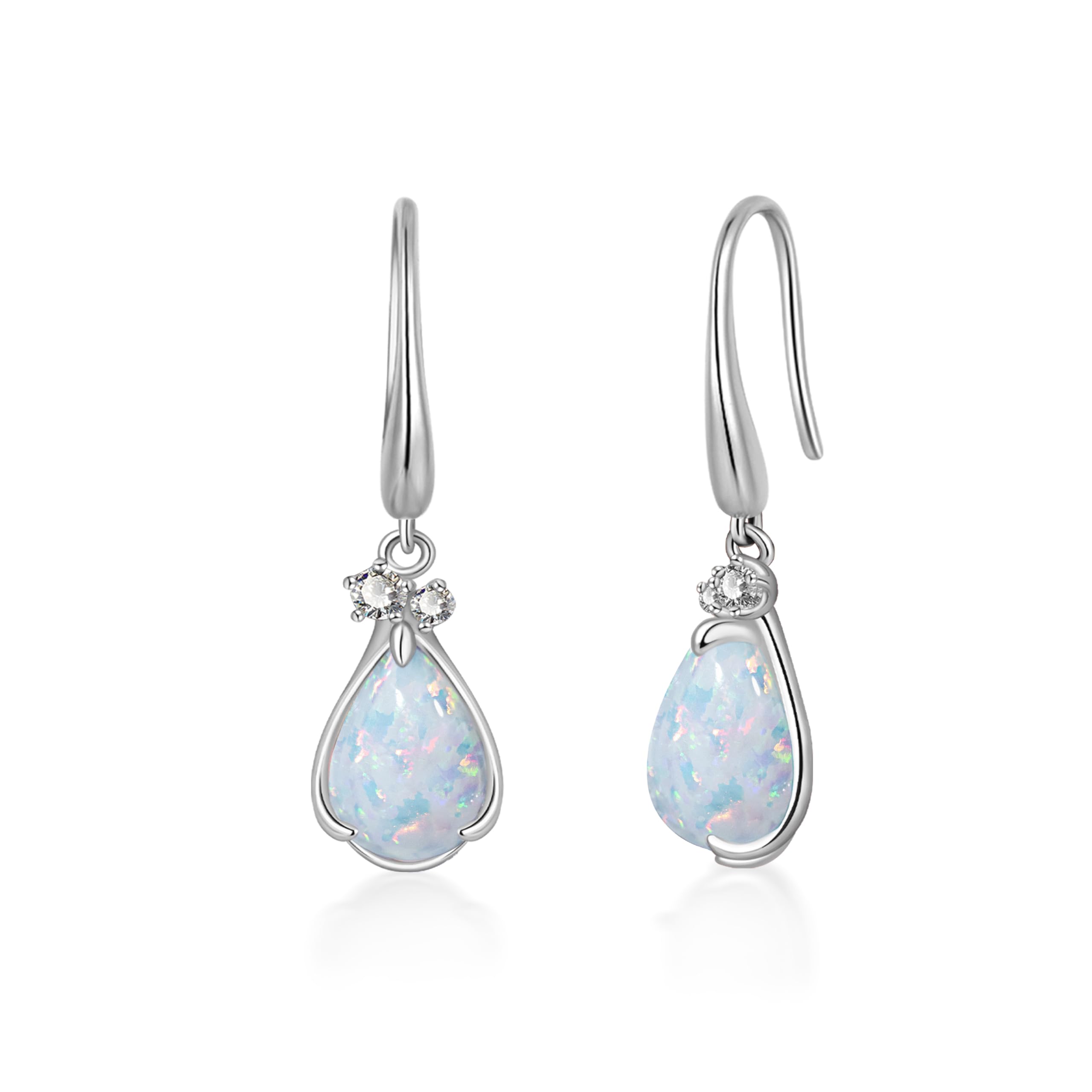 Pendientes de Gancho para Mujer Piedra de Cumpleaños en Forma de Gota con Circonitas Plata 925
