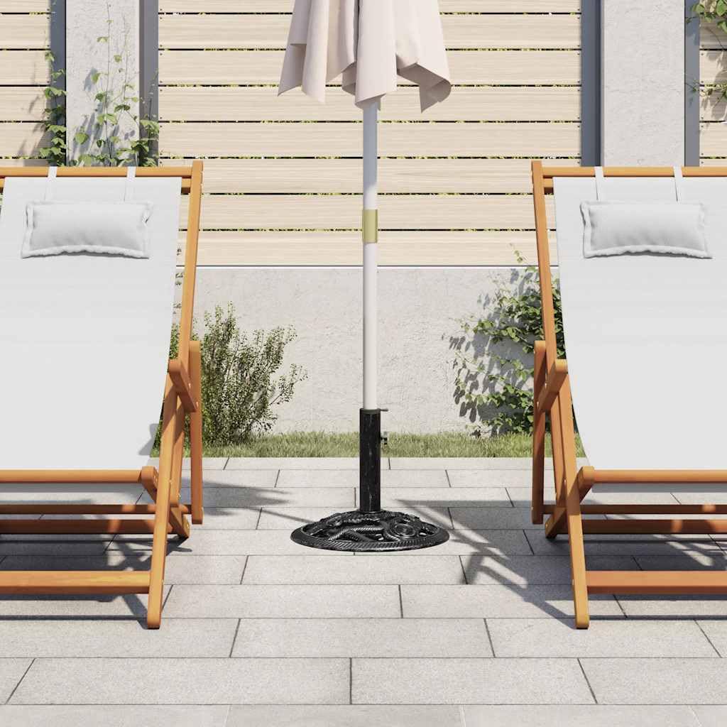 Stojak na parasol przeciwsłoneczny, czarny, z żeliwa, 40 x 40 x 32 cm, z adapterem do drążków parasola 35-48 mm, stabilna podstawa parasola na balkon, taras, do ogrodu i na patio, jako