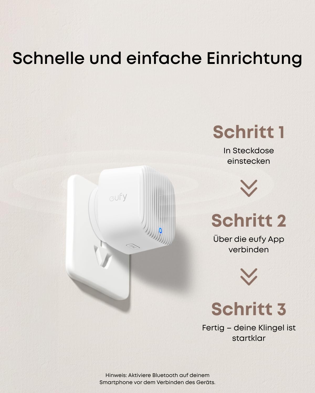 eufy Chime 2 Zusatzklingel, 10 vorinstallierte Melodien, Dual-Band-WLAN (2,4/5GHz), einfache Einrichtung, Bluetooth Auto-Pairing, einstellbare Lautstärke bis 80dB