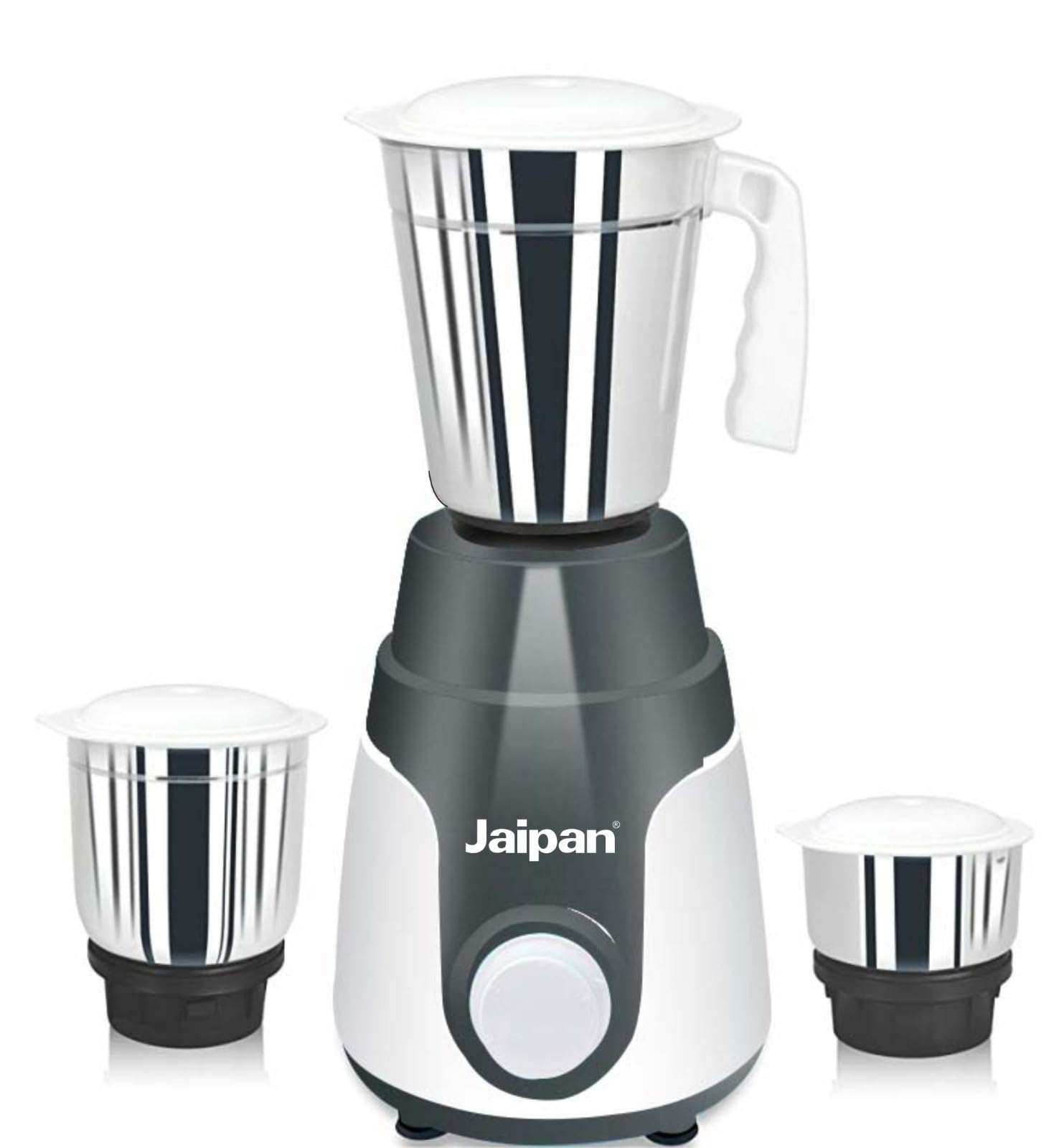 Jaipan Mega Star 550-Watts Mixer Grinder with 3 Jars (Liquidizing, Wet Grinding and Chutney Jar), Stainless Steel blades, 1 Year Warranty (Grey)-image-3