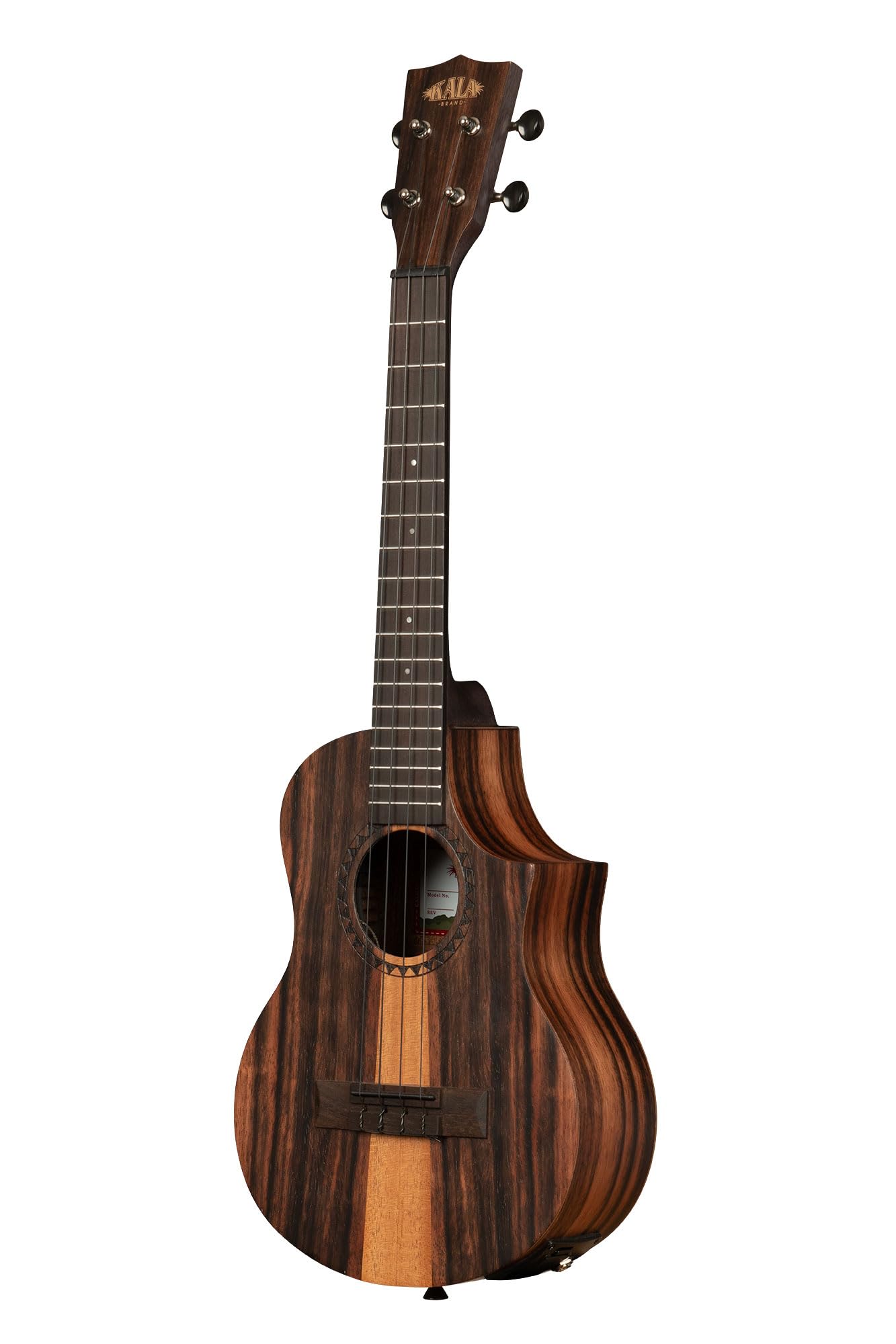 Kala Amara Tri-Top Tenor-Ukulele mit Cutaway & EQ - Geschenk, markantes Holzdesign, elektrisch-akustisch, satter Ton, 4-Saiten-Ukulele