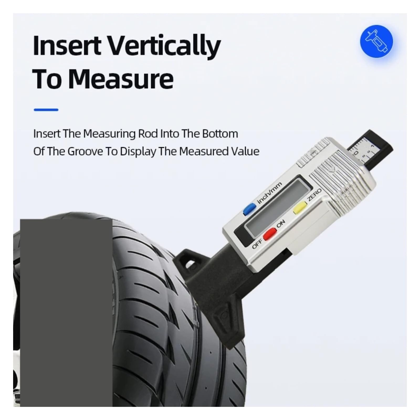 Digitaler Reifenprofiltiefenmesser 5PCS Digitale Profiltiefe Gauge Für Auto Reifen Reifen Meter Dicke Messgeräte Automobil Tragen Erkennung Mess Werkzeuge Sattel für Autos, LKWs(Depth Meter Black)
