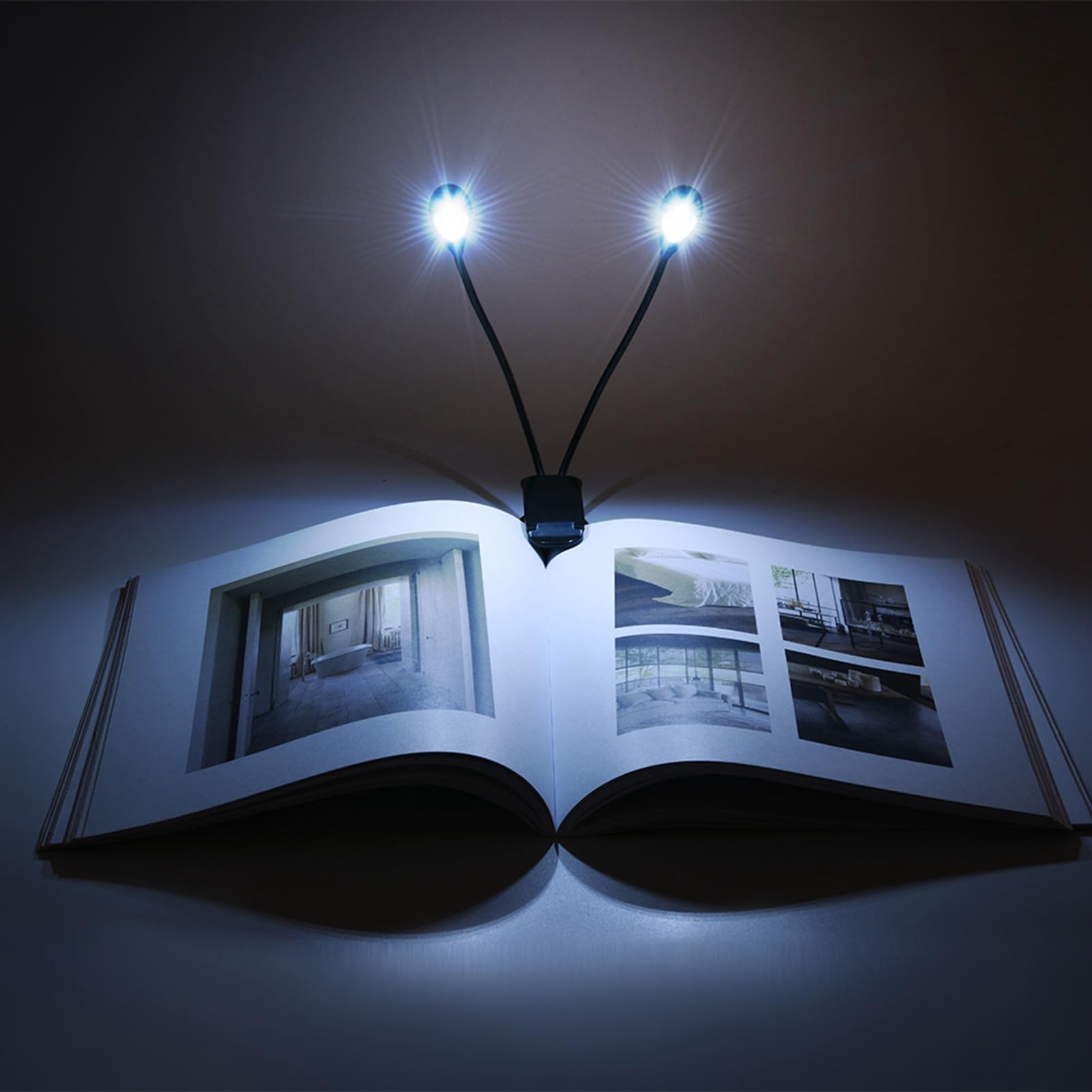 Ejoyous Z lampką LED, przenośną lampką do Czytania Z Podwójnym Regulowanym Ramieniem, Mini roboczą zasilaną Przez USB Z 6 lub 8 Koralikami LED do Czytania w Nocy i Używania Stojaka Nut (6 świateł)