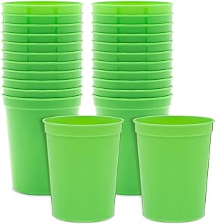 BLUE PANDA 24-Pack 16-Ounce Green Plastic Stadium Cups, Bulk Reusable Tumblers for All Occasions and Celebrations