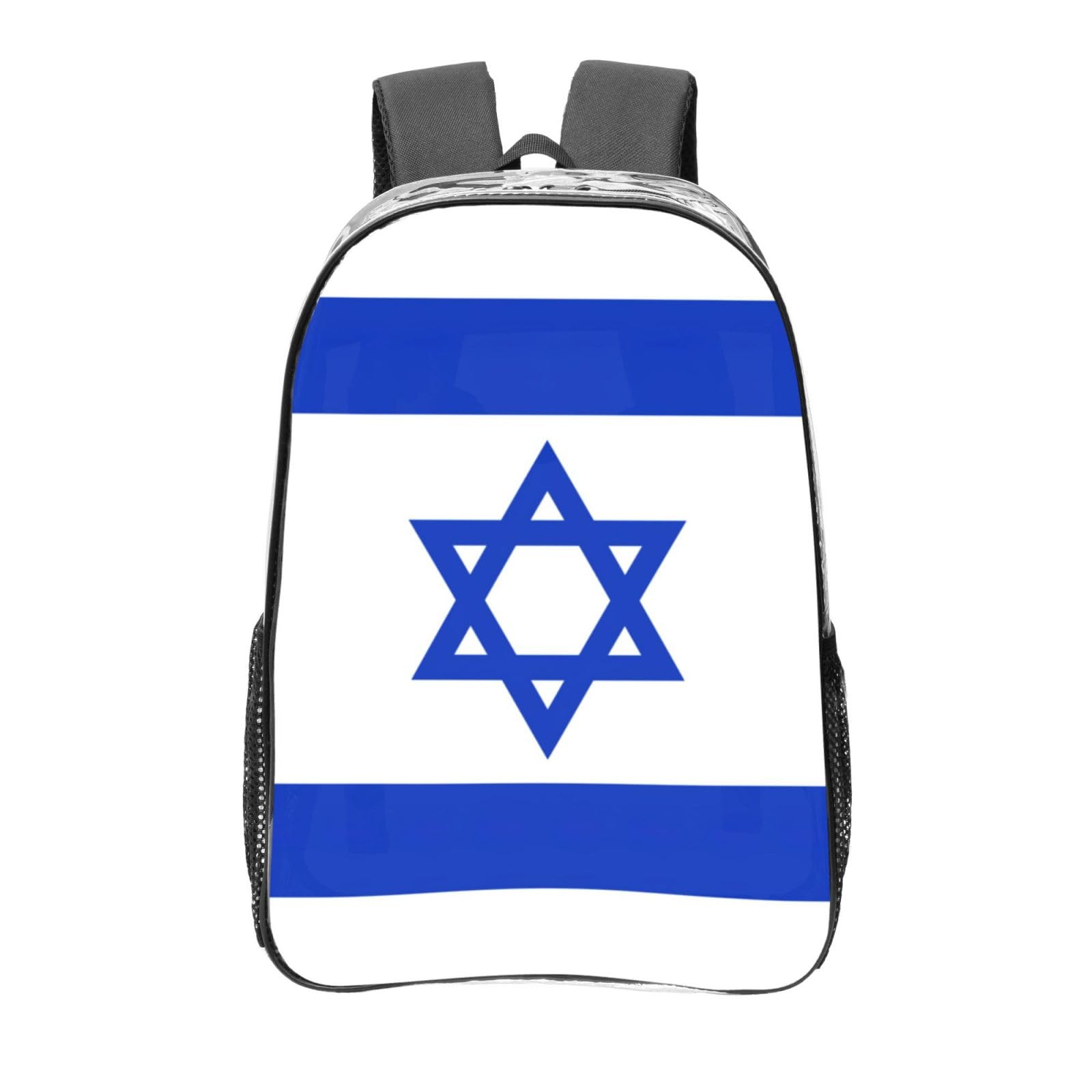 Sac à dos transparent avec drapeau israélien noir de taille unique - 8