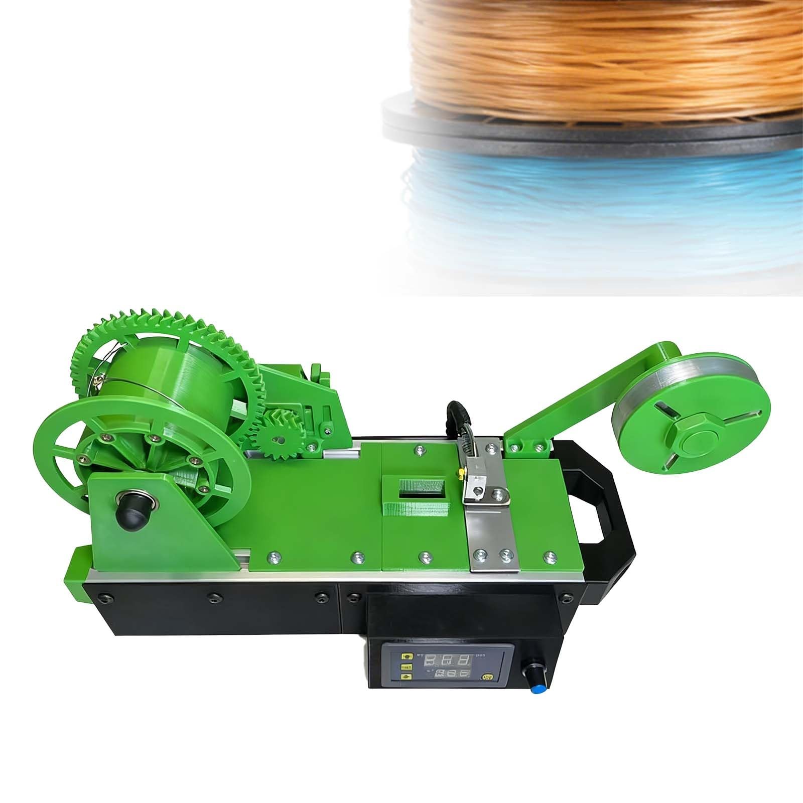 Urządzenie do produkcji filamentu z recyklingu PET, recykler do druku 3D wytwarza filament 1,75 mm, maksymalna temperatura 300°C, (Green)