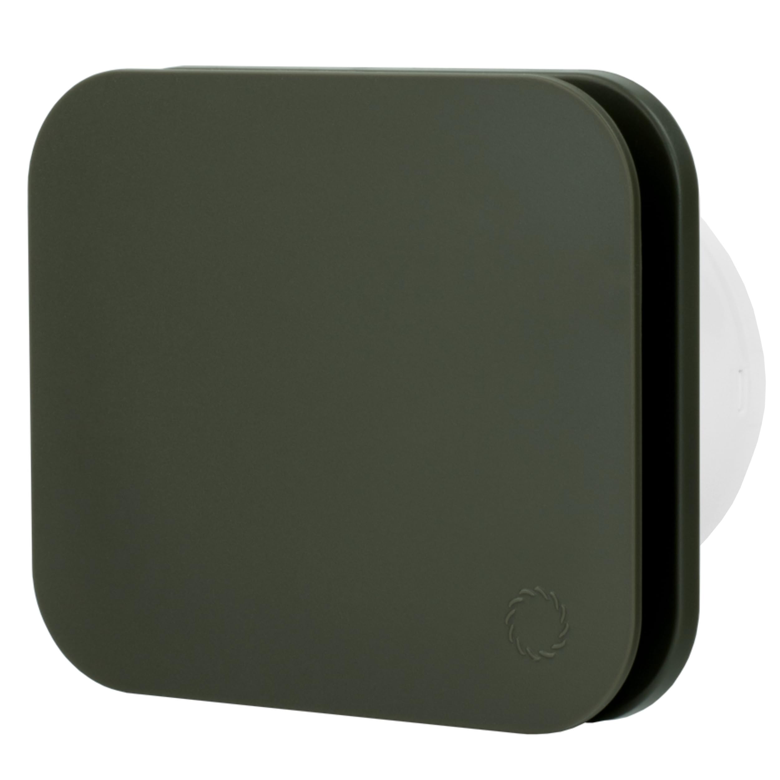 Turbionaire TREND 100 SDSG Abluftventilator, für Badezimmer, Küche, Wand/Decke, Frontplatte dunkles Dark Sage Gray Matt, Durchmesser 100 mm, 85 m3/h, 35 Pa, Rückschlagventil, geräuschlos 33 dB, IPX4