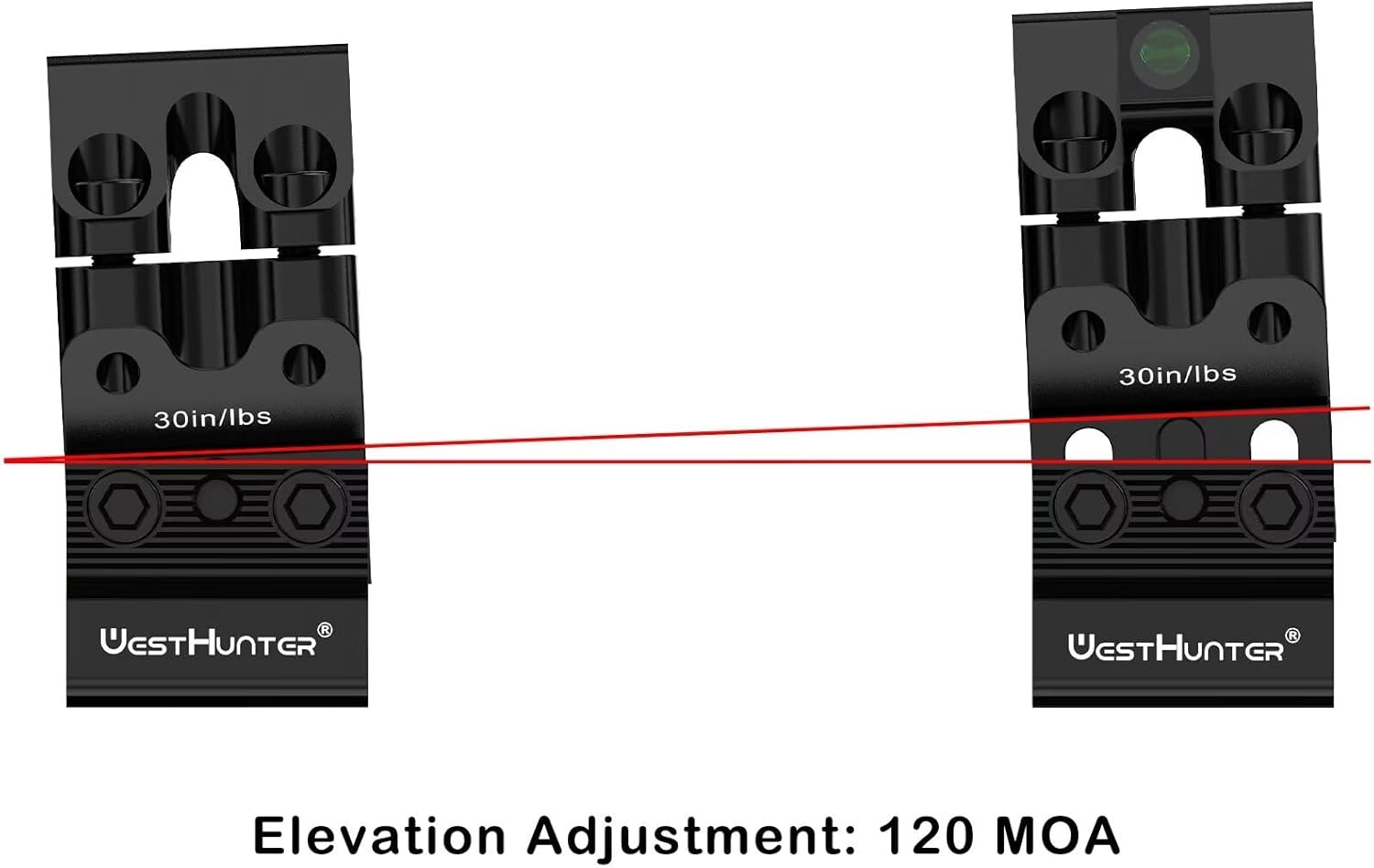 WestHunter Optics Precision Picatinny Scope Rings with 120 MOA Adjustment, 1 Inch 30mm 34mm Tube Adjustable Height Scope Mount with Bubble Level