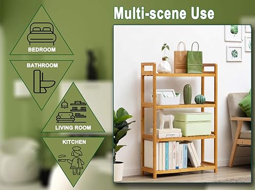 Miniatura 5 de HOLIFLY Zapatero organizador de 4 niveles de madera y bambú para entrada, ajustable a zapatos de botas, almacenamiento premium para dormitorio