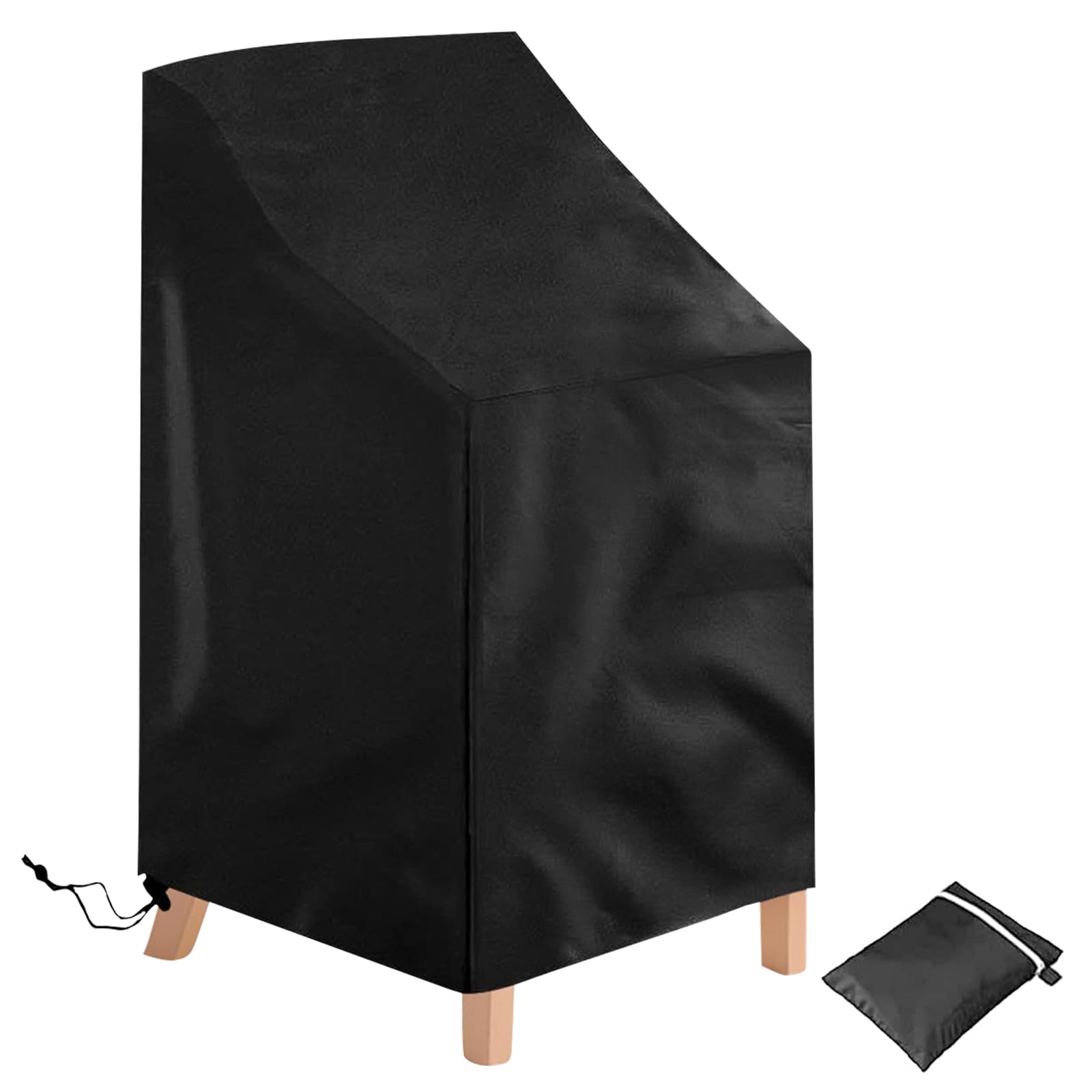 Votoko Funda para Sillas Apilables de Jardin, 210D Oxford Impermeable Funda Sillas Exterior, Anti Viento, Anti UV Funda Protectora Sillas Exterior Terraza con Salidas de Aire - 64x64x70/120cm