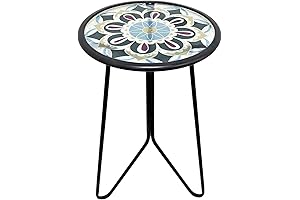 LIFFY Small Deck Table: Outdoor Glass and Metal Accent Table