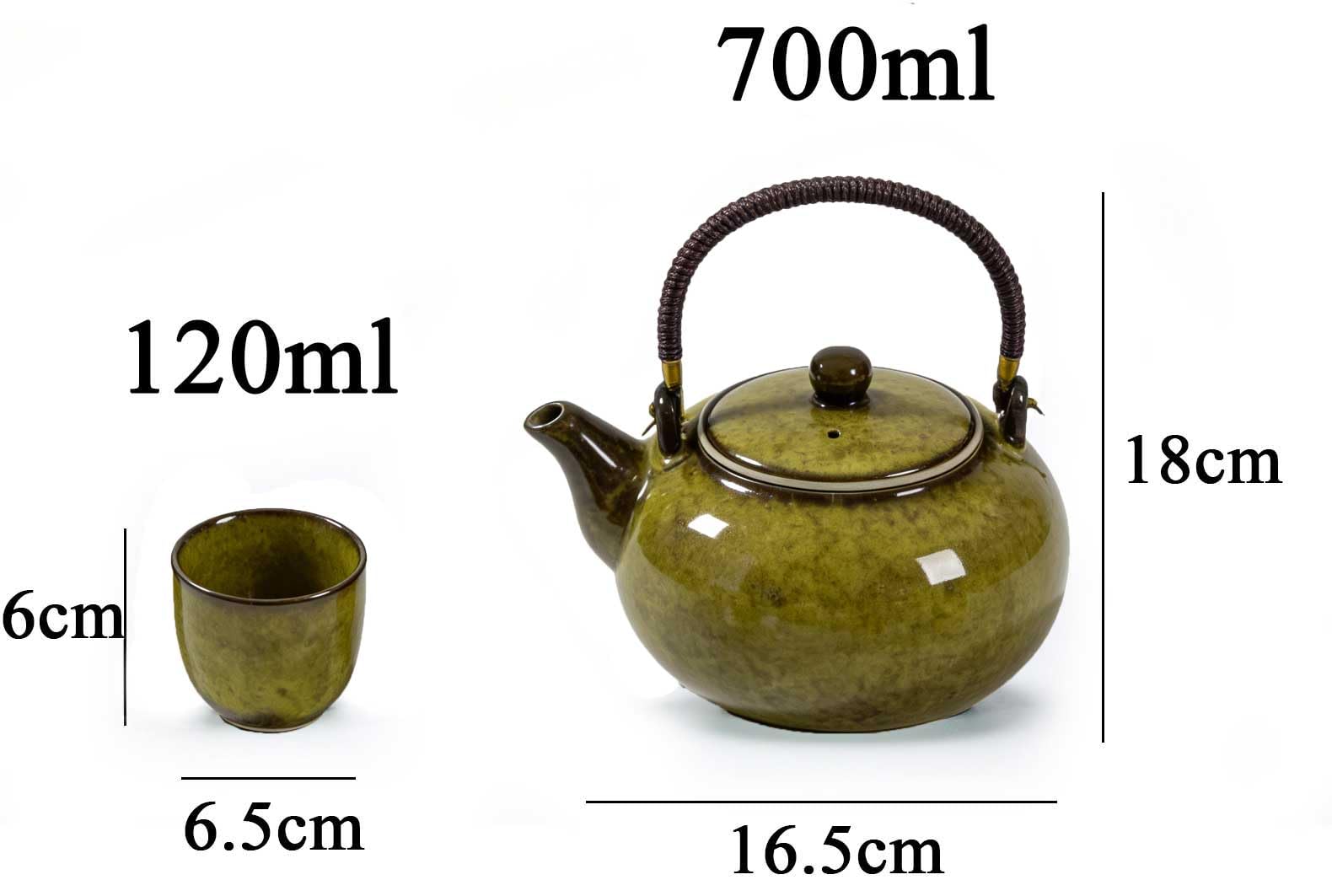 Tee Set Chinesische Teeservice aus Keramik, 600ml Teekanne und 6 Tasse 120ml Kungfu Tee Services, Ofenveränderte Glasur asiatische Teekanne für Teeliebhaber, Gelb