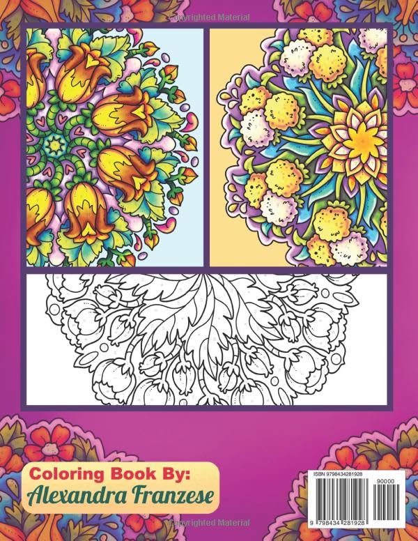 Color By Number Floral Mandalas: Beautiful Activity Pattern Coloring Pages for All Ages, For Relaxation and Meditation, Unique Hand Drawn Flower Designs (Color By Number Coloring Books) image 3