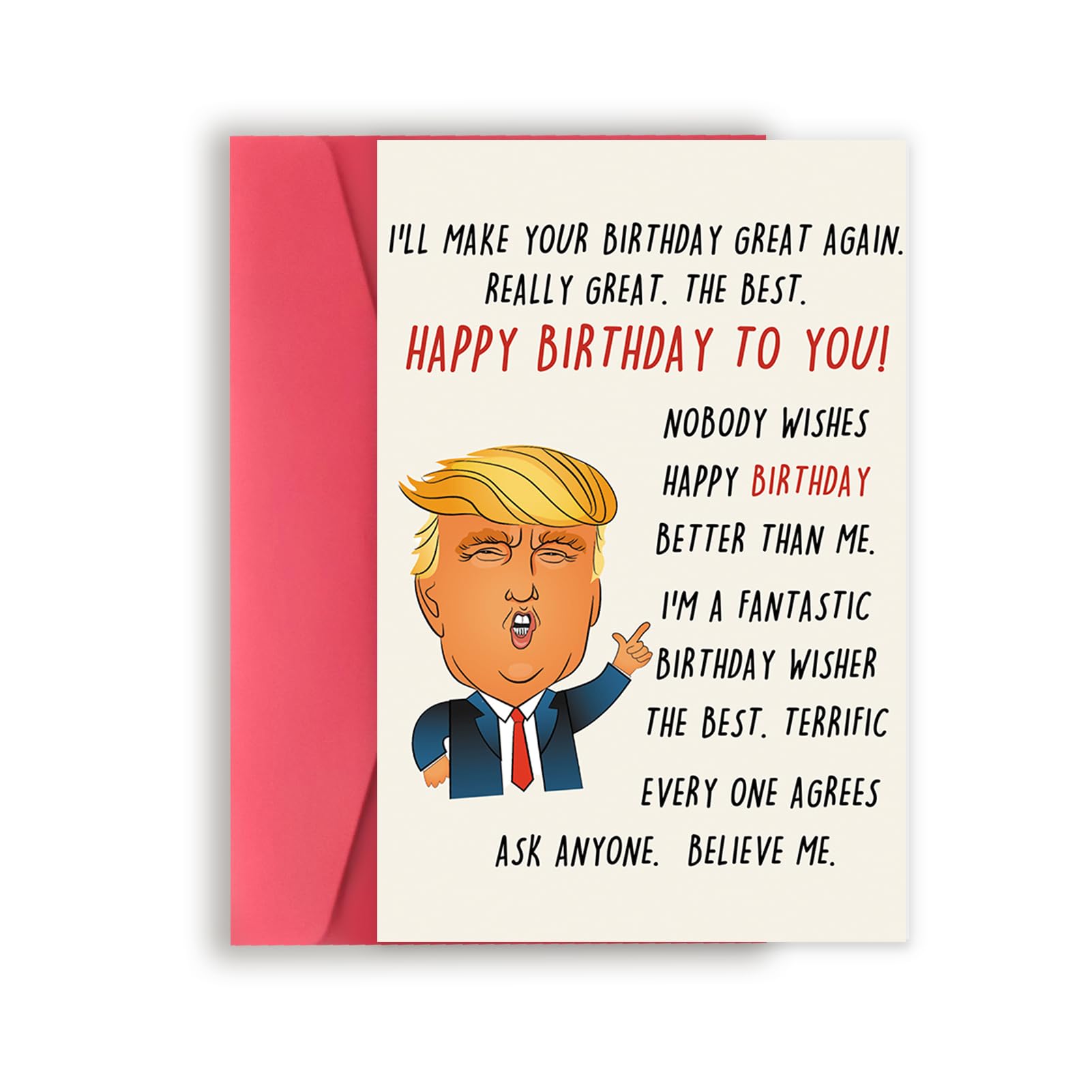 Funny Trump Birthday Card for Women Men, Humorous Birthday Gifts Card for Boyfriend Girlfriend, Great Birthday Greeting Card for Husband Wife