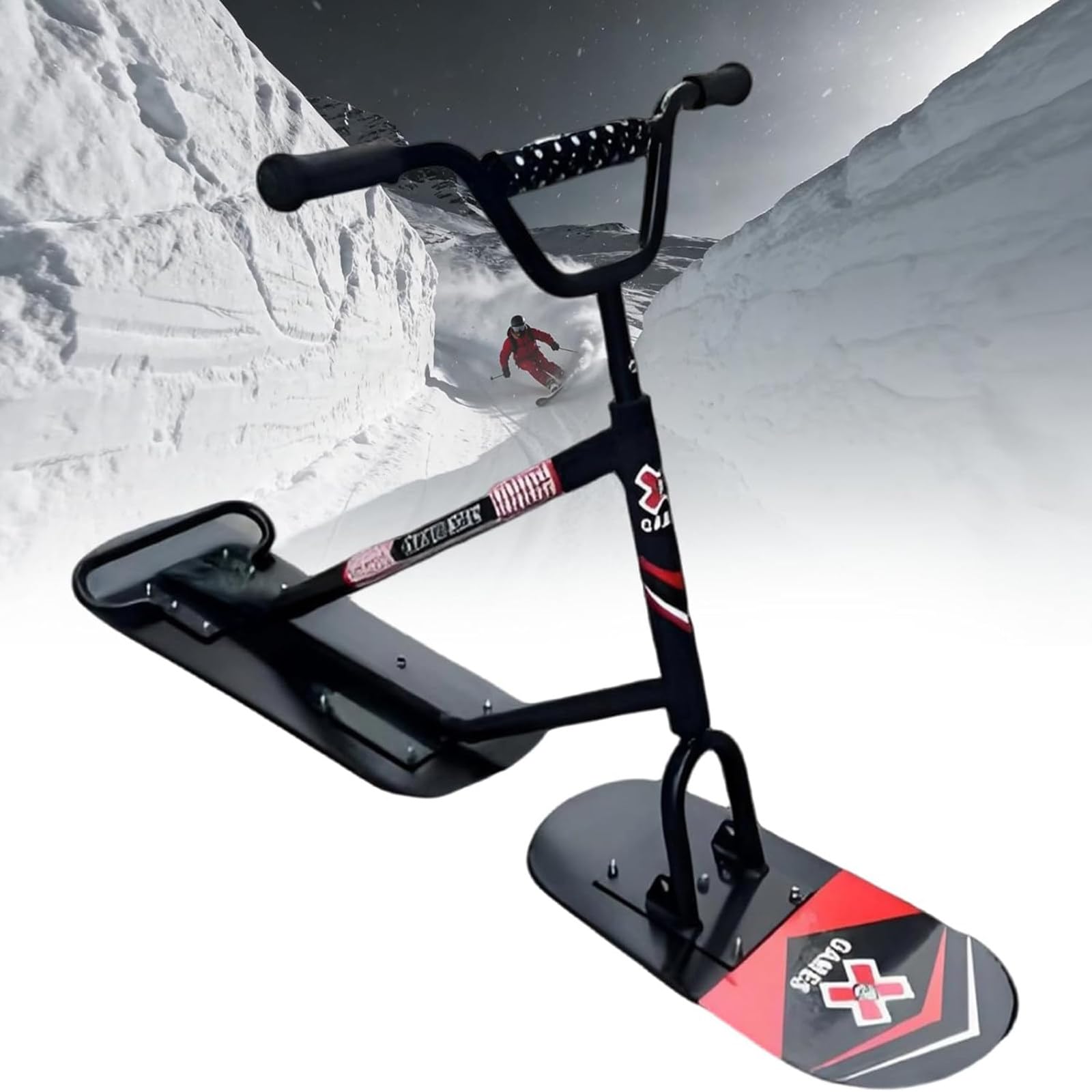 All-Terrain Erwachsene Snowboard mit 360 Lenkung & Dual-Ski, verstärkte Aluminiumlegierung für Winterabenteuer