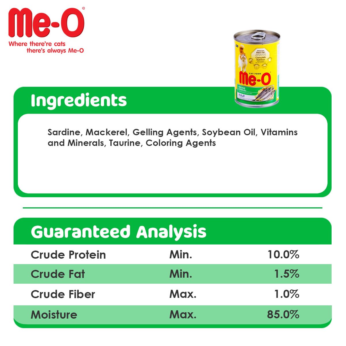 Me-O Adult Cat Wet Sardine in Prawn Jelly Food, 400 g 3