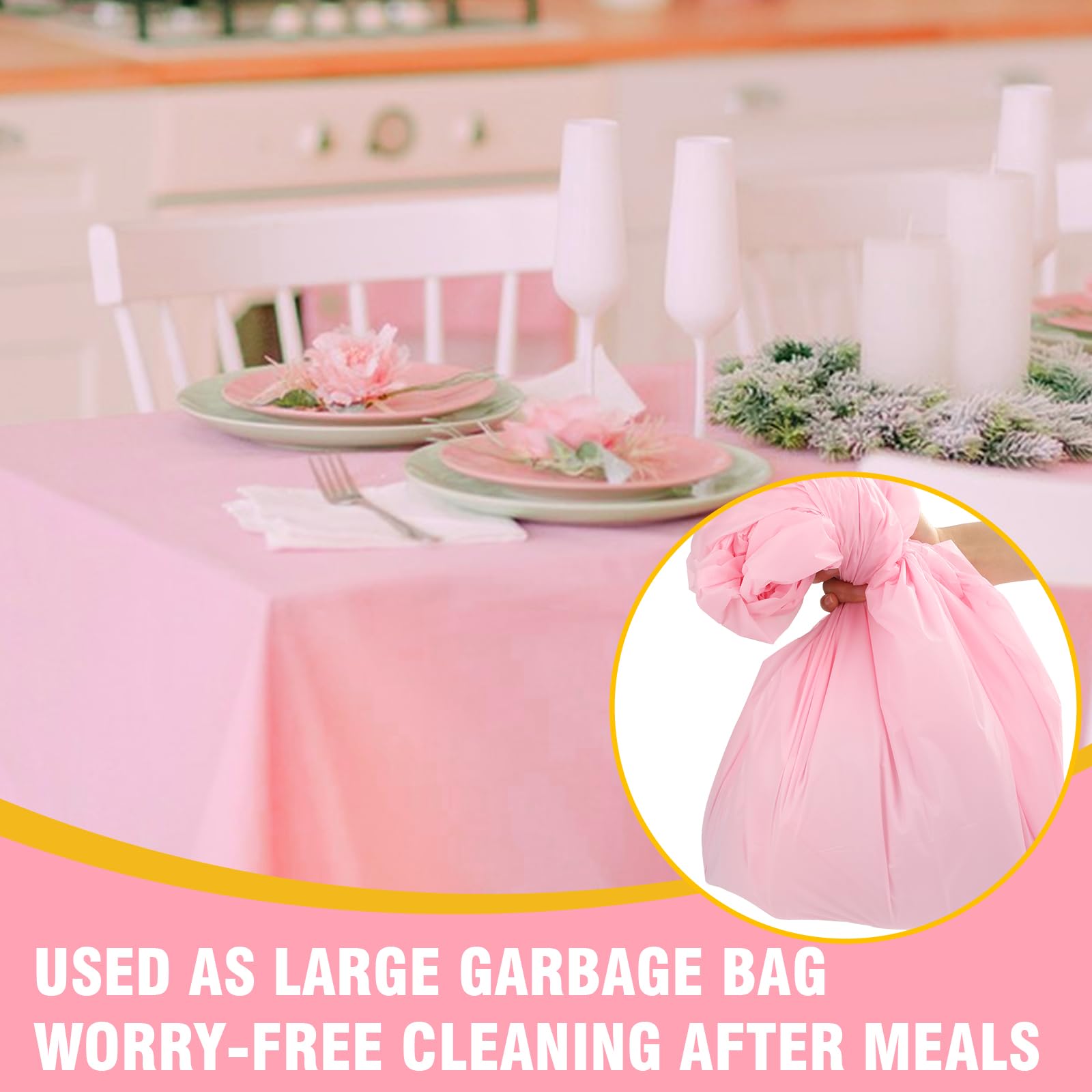 RowinsyDD 50 tovaglie usa e getta in plastica rosa 137,2 x 274,3 cm per tavoli rettangolari, tovaglie usa e getta per sala da pranzo, feste, barbecue, matrimoni, esterni, 50 pezzi