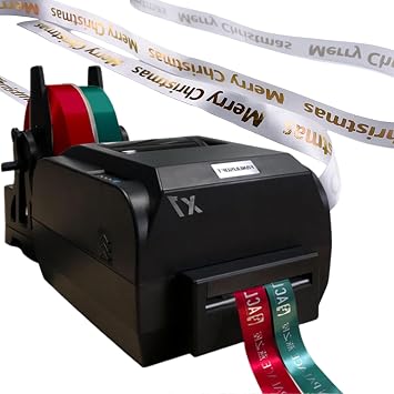 Satin Ribbon Printing Machine, 4 Row Digital Ribbon Printer with Ribbon Holder,Stamping Printing Machine for Wrapping, 12-20mm Width
