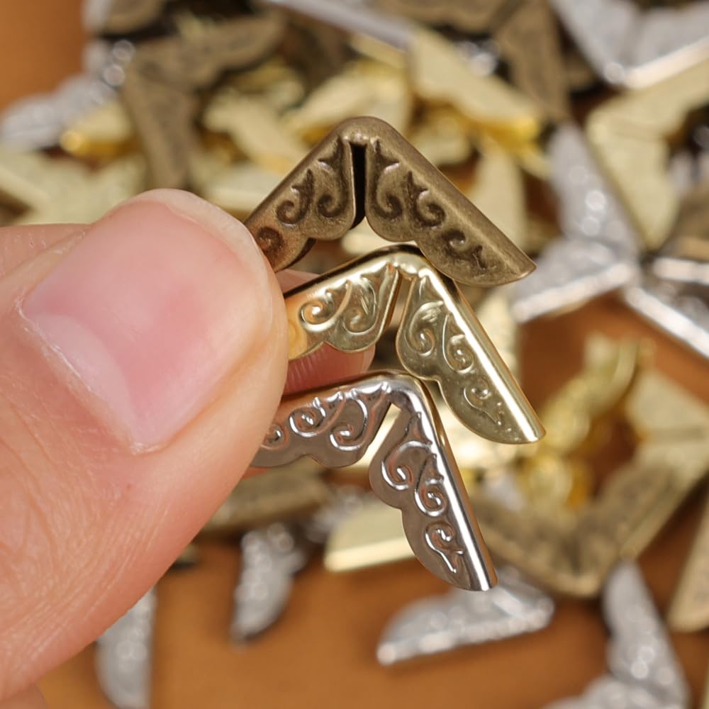 50Pcs Scrapbooking Albums Corner Protectors, Menu Metal Books Corner Protectors Crafts Decoration, 14x20mm (Bronze Color) — view 3