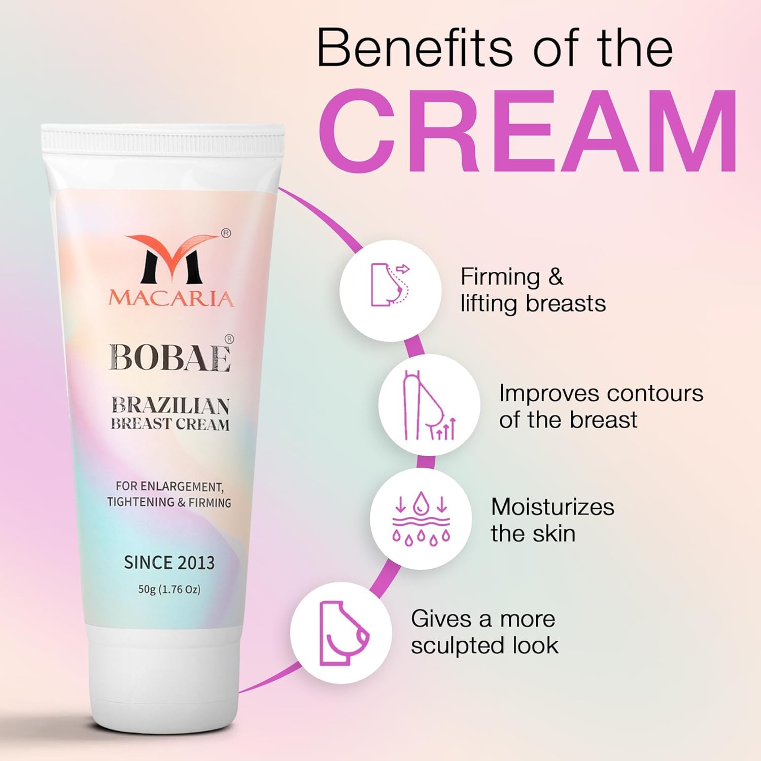 Bobae Brazilian Breast Lift Cream, Brazilian Breast Care Cream, Breast Grow Fast Cream, Strengthens Skin Elasticity & Firmness breast cream enlargement Grow Fast