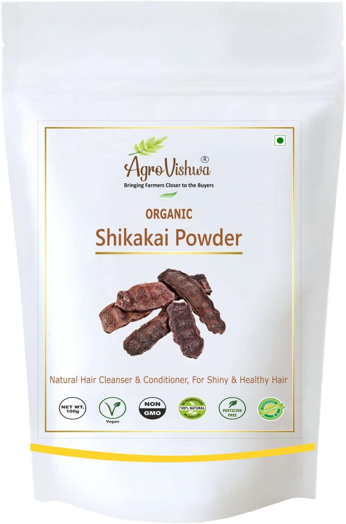 100% Pure Organic Shikakai (Acacia Concinna) Powder |For Hair Excellent | Hair Shine Conditioner for | Damaged |Dry Itchy Scalp | Cleanser| Promotes Healthy Hair Growth| -100gm