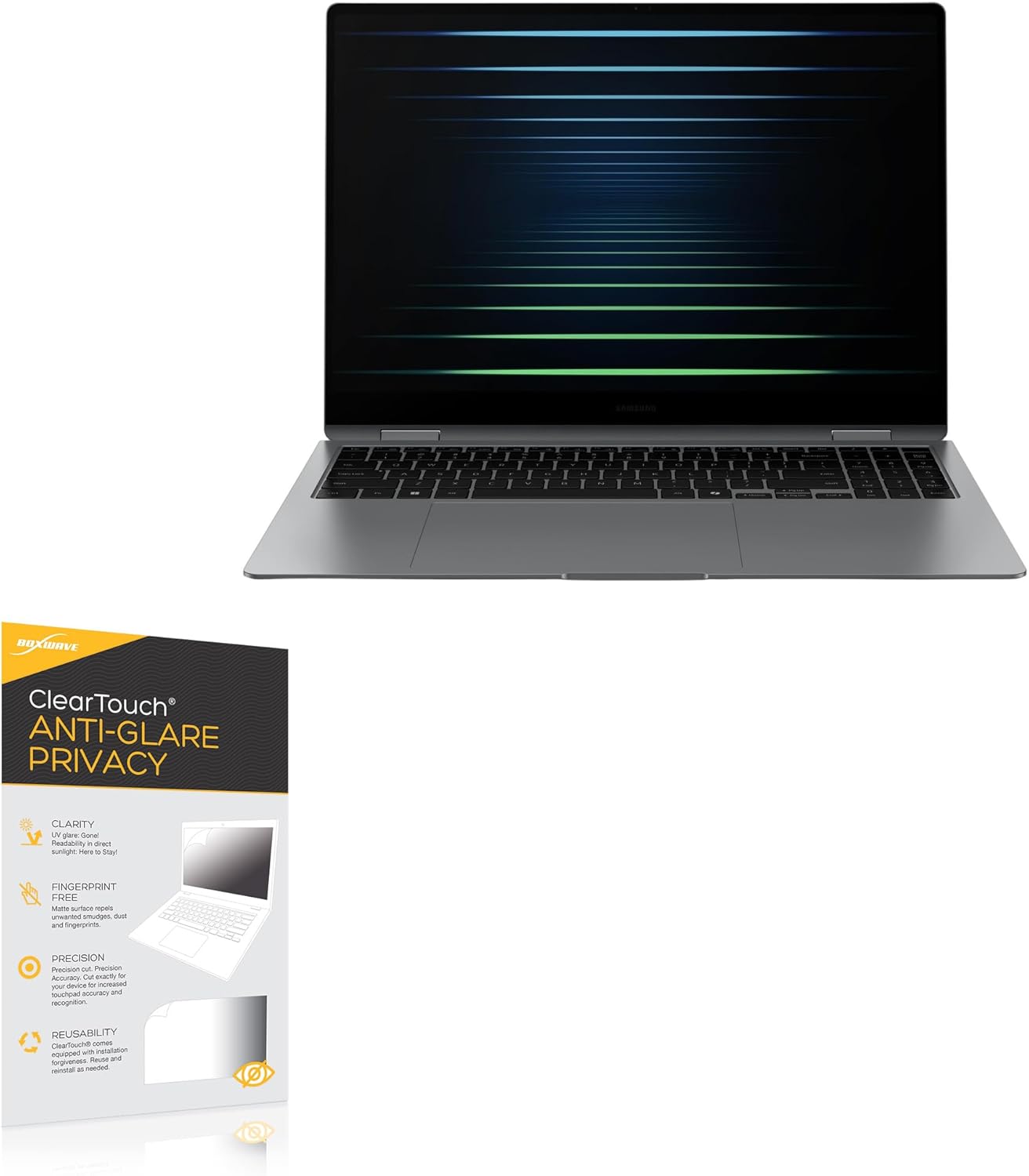 BoxWave Screen Protector Compatible With Samsung Galaxy Book5 360 - ClearTouch Anti-Glare Privacy (2-Pack), Privacy Screen Protector Flexible Film Anti-Glare