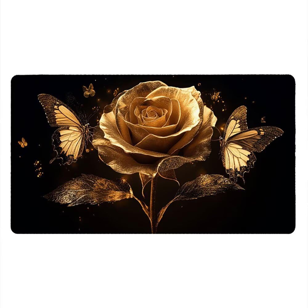 Grand Tapis de Souris Jeu XXL 1200x600x3mm avec Bords Cousus, Base en Caoutchouc Naturel antidérapant Durable, Tapis de Clavier Lavable, Les Jeux, la Maison Le Bureau, Fleurs Papillon Rose xR6-276