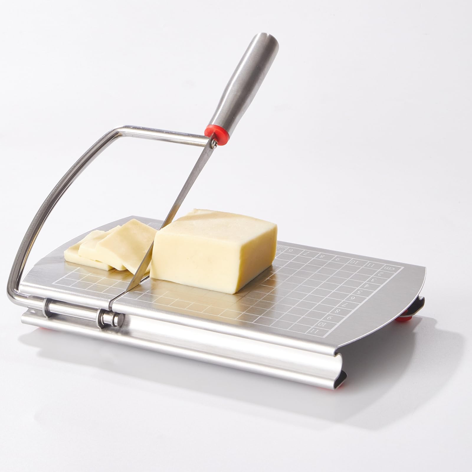 NALACAL Multipurpose Cheese Slicer Cutter, Stainless Steel Cheese Cutter Board with Blade for Block Cheese, Effortless Slicing for Block Cheese, Butter, Guillotine Sausage Ham Biltong Jerky Slicer