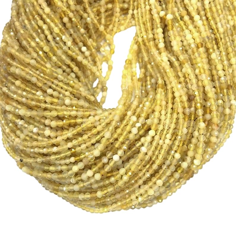Opale jaune naturelle AAA perles de 2mm pour enfilage de colliers fins de créateurs