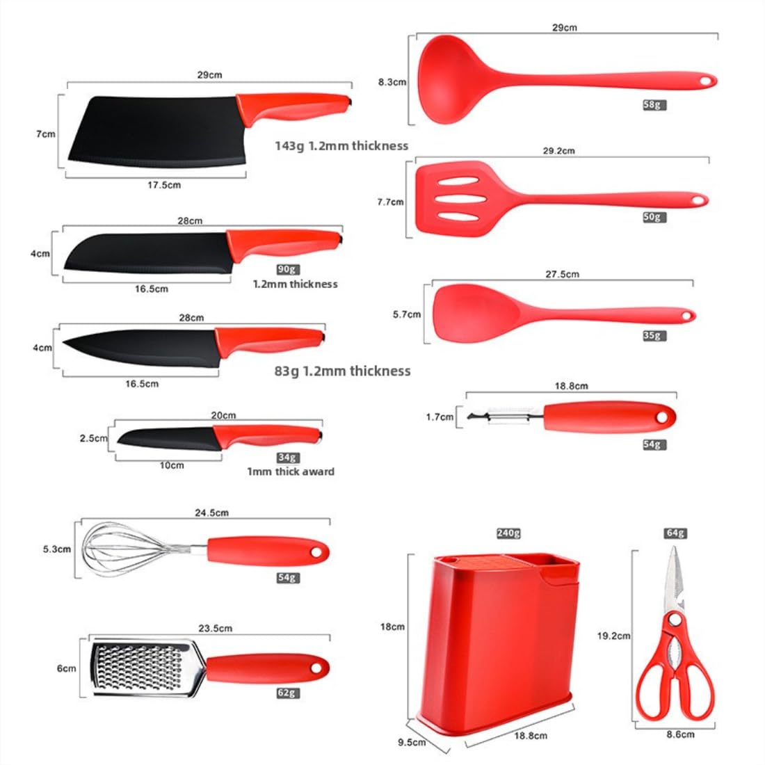 Henlutuo 12-Piece Silicone Kitchen Utensil Set with Stainless Steel Knives – Heat-Resistant Spatula, Spoon, Peeler, Non-Scratch Cooking Tools for Baking, Frying & Grilling (Khaki)