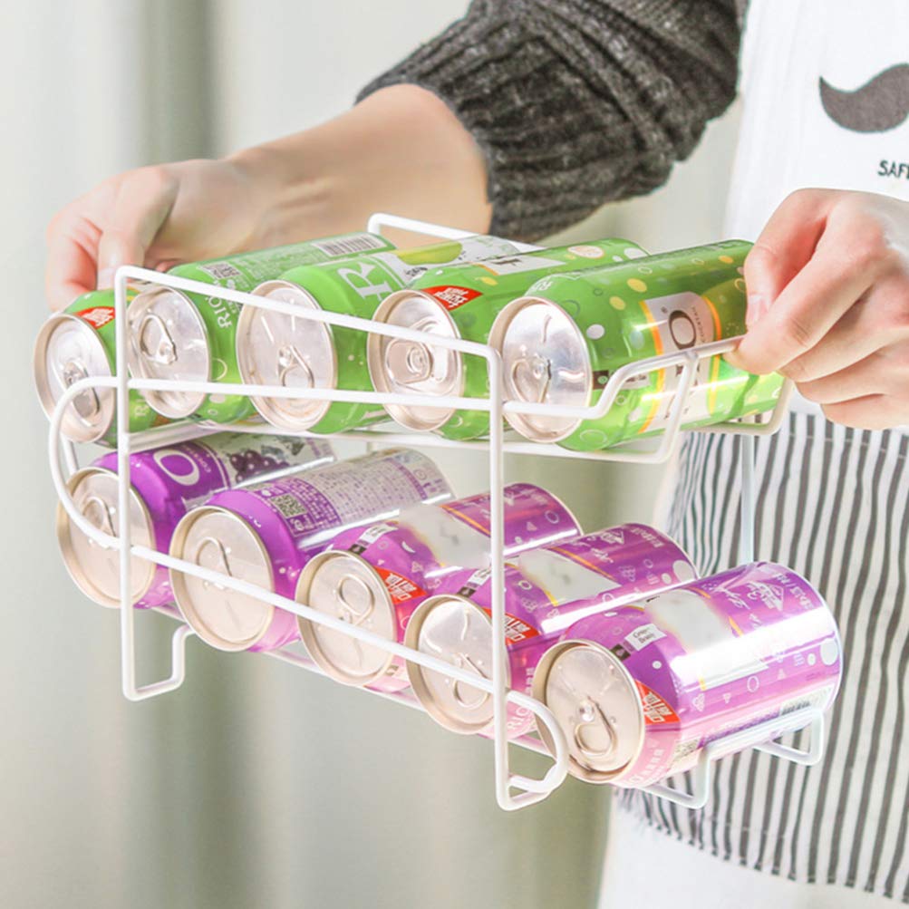 Yardwe 1pieza Estante De Hierro Para Cocina Soporte Portátil Para Cerveza y Latas De Refresco Organizador Práctico Para Frigorífico y Hogar Blanco