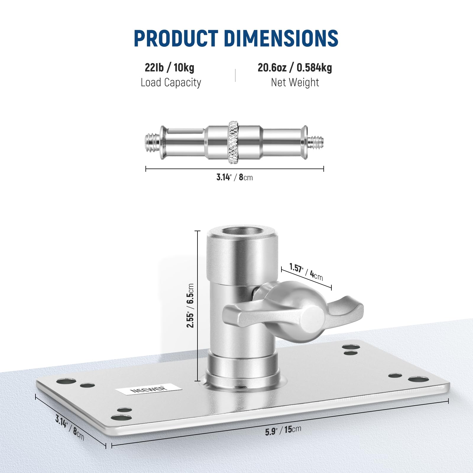 Neewer ST-WM1 - Supporto da parete a soffitto da 3,34 pollici, perno per bambini da 5/8" con filettatura da 1/4" e 10 viti, supporto da parete per fotocamera per studio fotografico per luce ad anello,