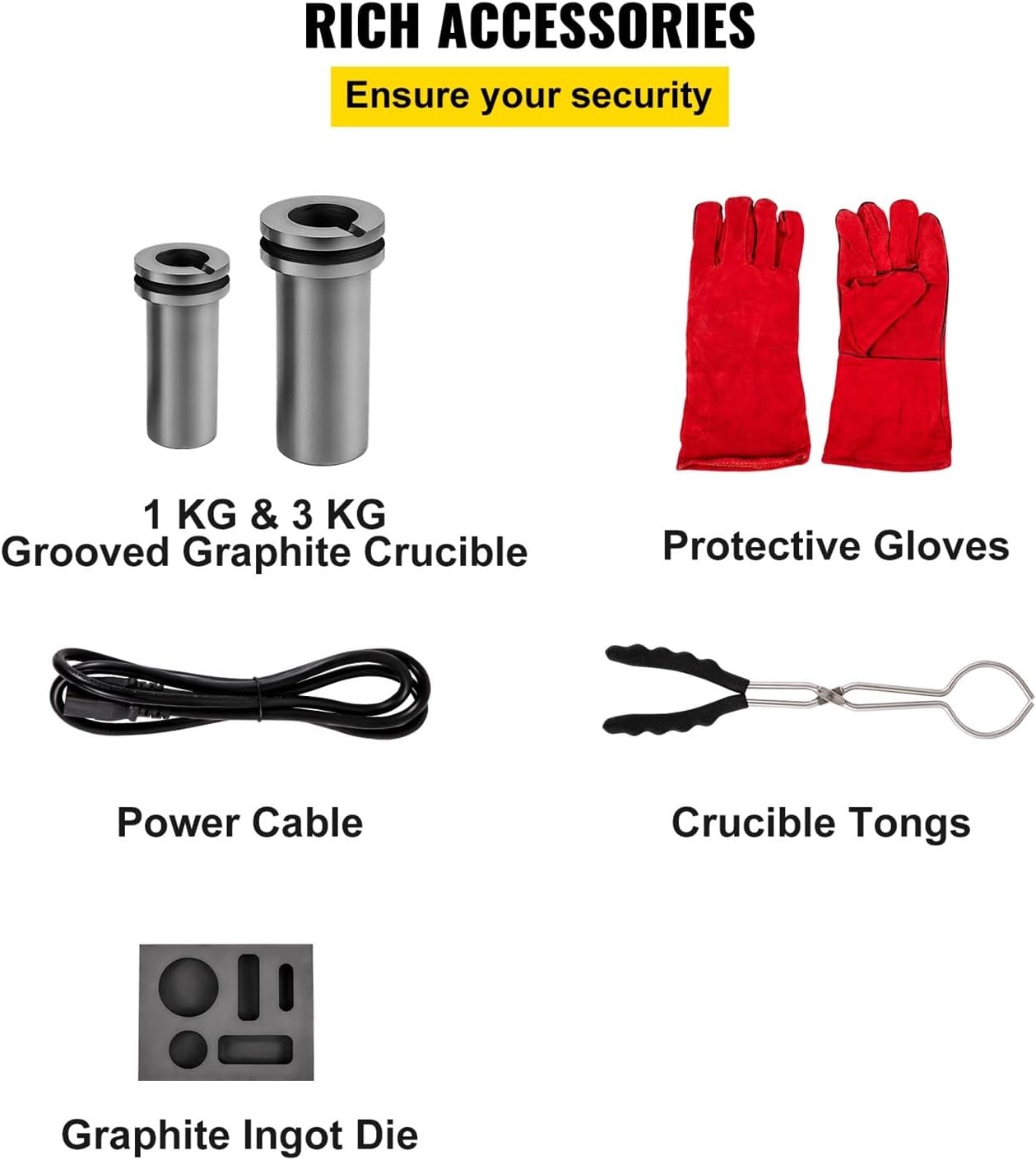 Included accessories for the BUUBO Metal Melting Furnace