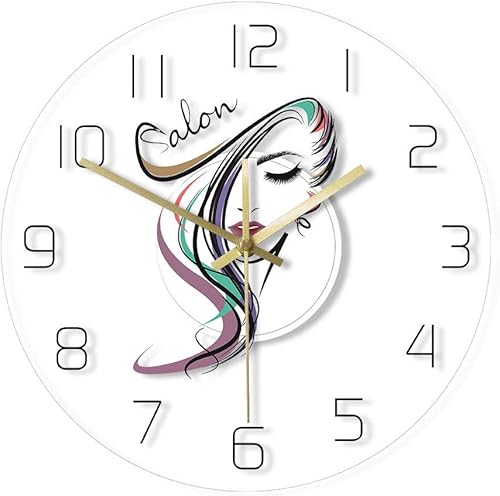 Beauty Time Peluquería Peluquería Diseño de peluquería Reloj de pared silencioso de acrílico transparente Peluquería Peluquería Estilista Reloj de