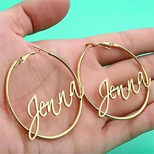 Amazon.com: Personalized Name Hoop Earrings - Custom Engraved