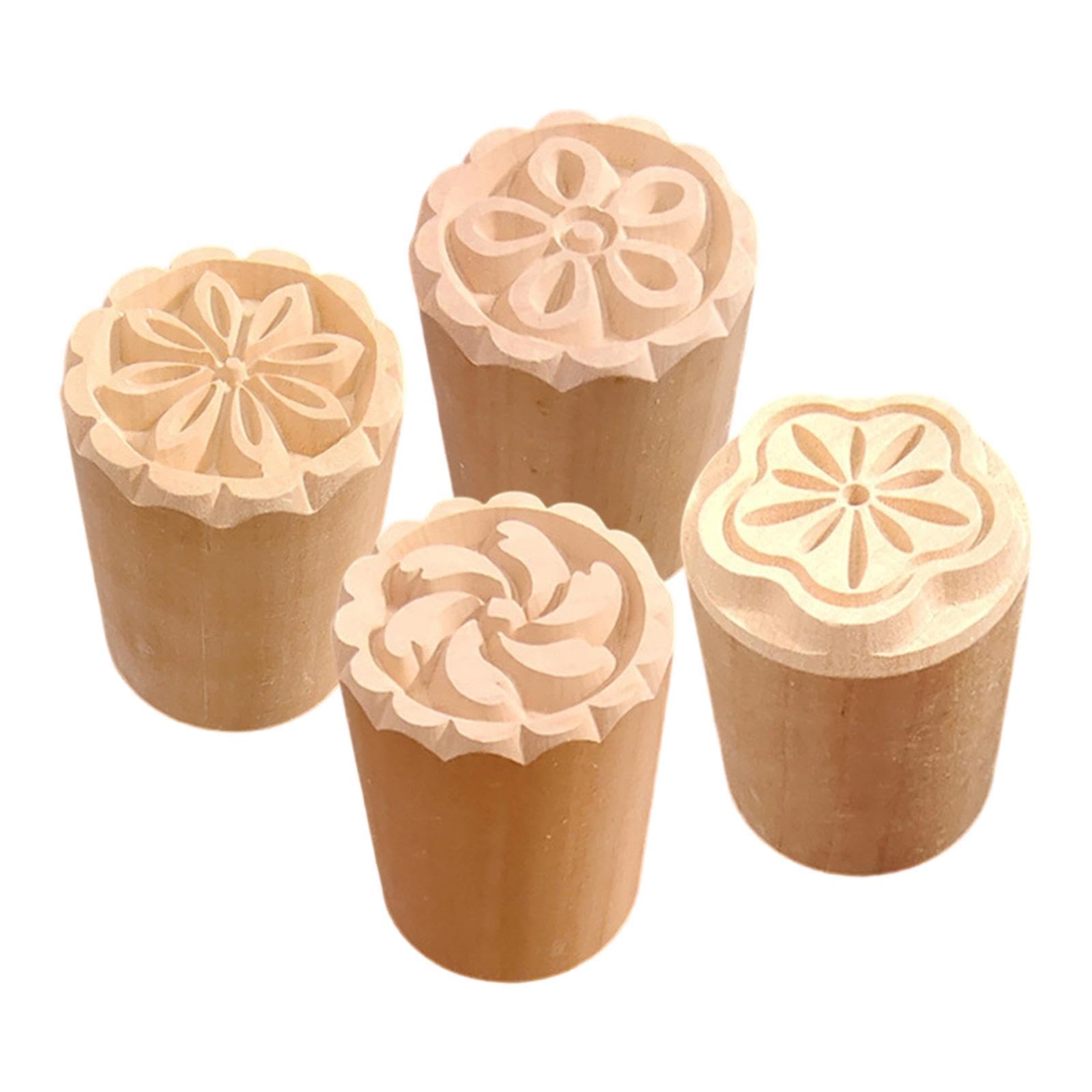 BNF® 4 Pieces Wood Pottery Tools Stamps Polymer Clay Stamp for Cookie Easter Gift-Home & Kitchen-Craft Materials-Metalwork-Stamps-picture-13