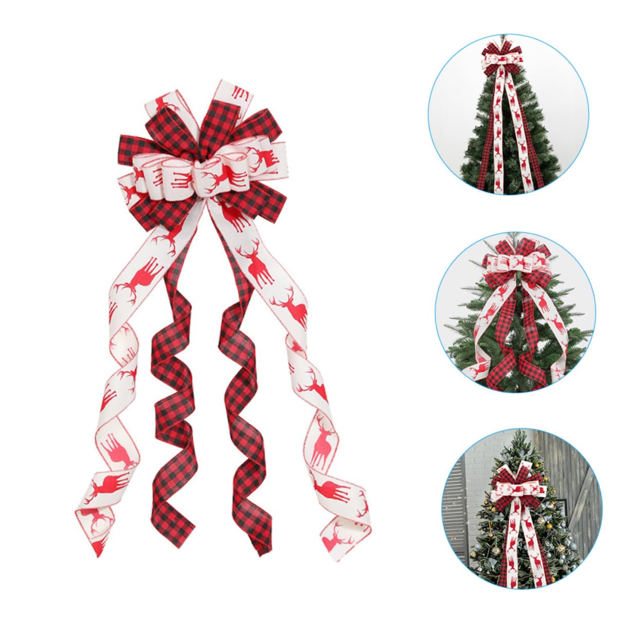 4 Stück Weihnachtsbaumschleife Karierte Schleife Outdoor-Bögen weihnachtsdeko Christmas Decorations Girlande Weihnachtsschmuck Schleifenknoten selber Machen Christbaumschmuck