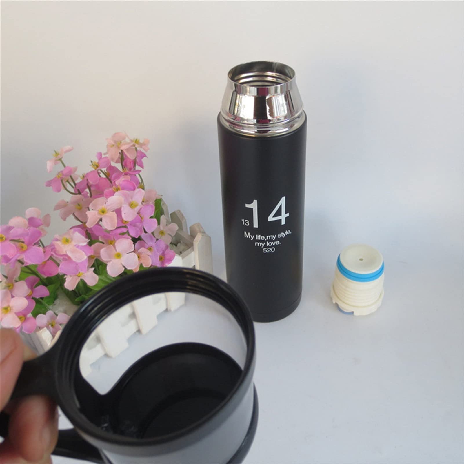 Isolierflasche Reise-Thermobecher, 500 ml 350 ml Thermoskanne Edelstahl Thermobecher Tee Kaffee Thermobecher Wasserflasche Thermocup Isolierbecher Isolierflasche (350 ml, weiß)