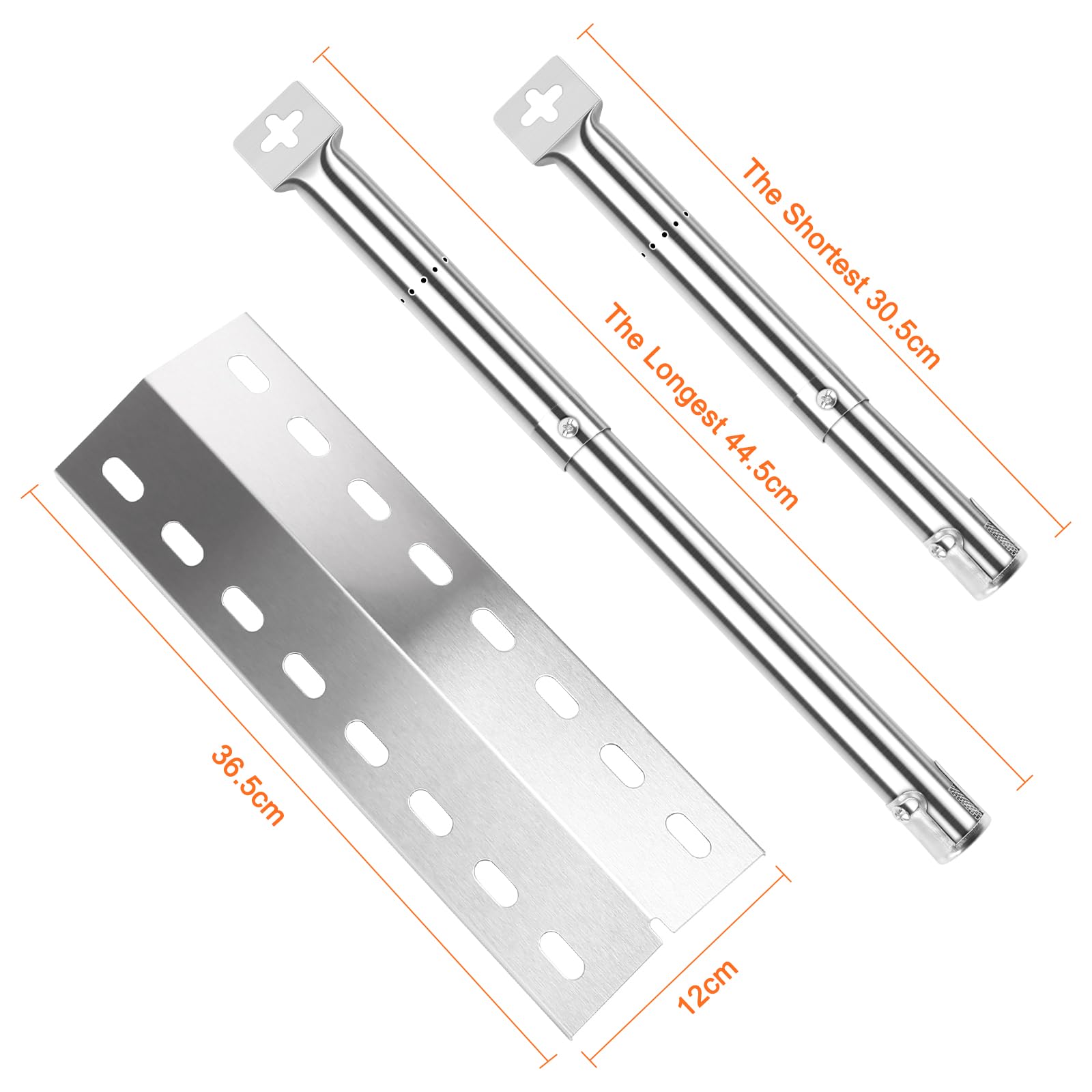 GFTIME 36,5 x 12cm Coperchio bruciatore universale in acciaio inox Piastra riscaldante Bruciatore Pezzi di ricambio per Enders Chicago 3, Enders Boston Pro 3K/ 6 Kr Turbo, Tepro 3561, Barbecook Brahma