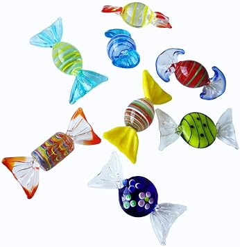 24pcs Handmade Vintage Murano Style Various Glass Sweets Glass Candy Ornaments for Home Party Wedding Christmas Xmas Tree Festival Decorations Gift