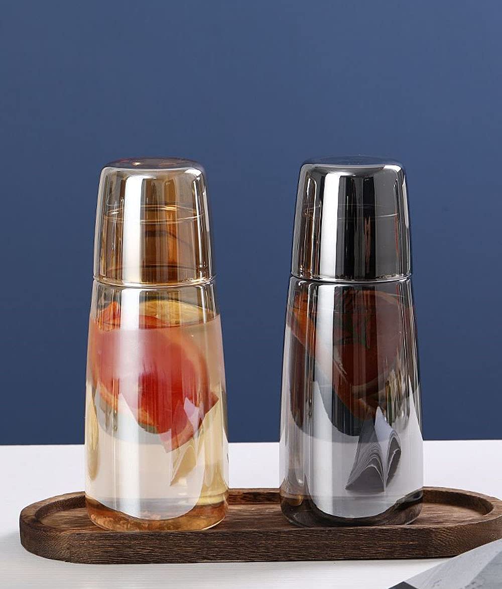 Juego de jarra de agua de noche de cristal con vaso, jarra y taza de noche