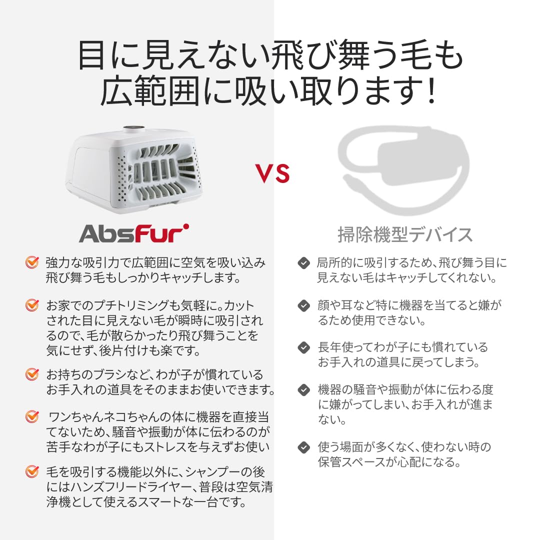 Amazon | 【日本製】AbsFur エブスファー 3 in 1 抜け毛吸引機