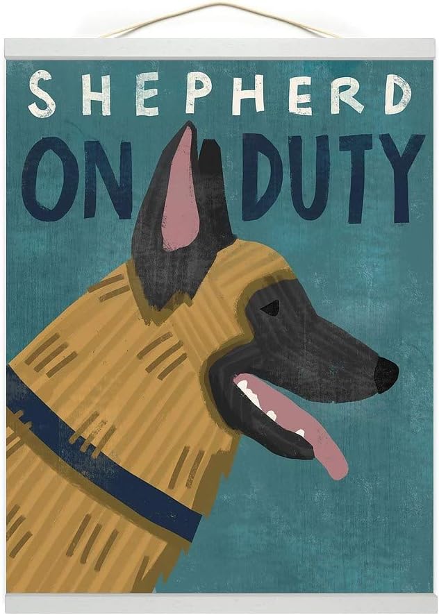 Shepherd On Duty Hanging Poster Canvas Print Ready to Hang, Wall Decor, 16"x20"