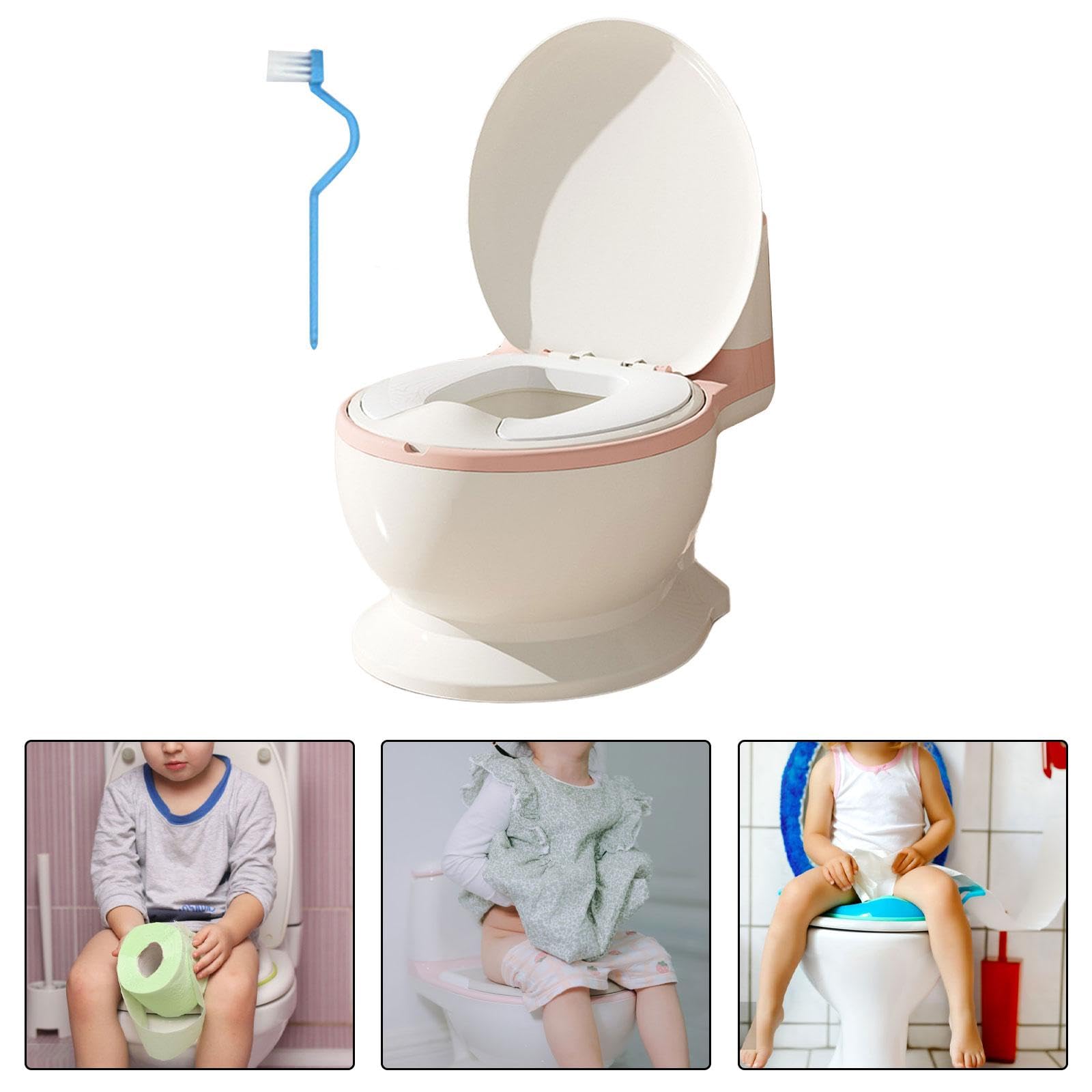 Töpfchen, Toilettensitz, Rutschfest, Leicht zu Reinigen, Abnehmbarer Aufsatz, Realistische Toilette, Rosa PVC-Sitz, Universal-