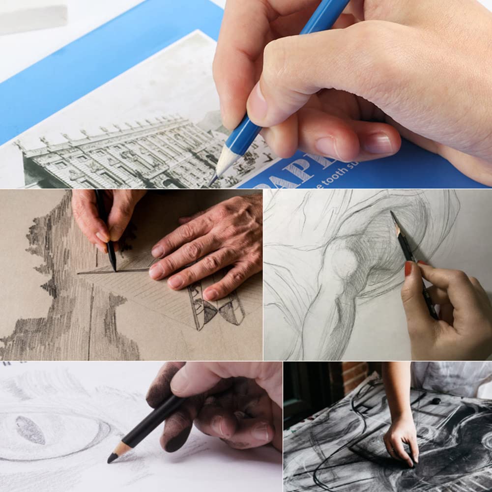 Set de crayons à dessin pour esquisses et dessins, avec outil fusain et sac pour l'enseignement en art, peinture et dessin.
