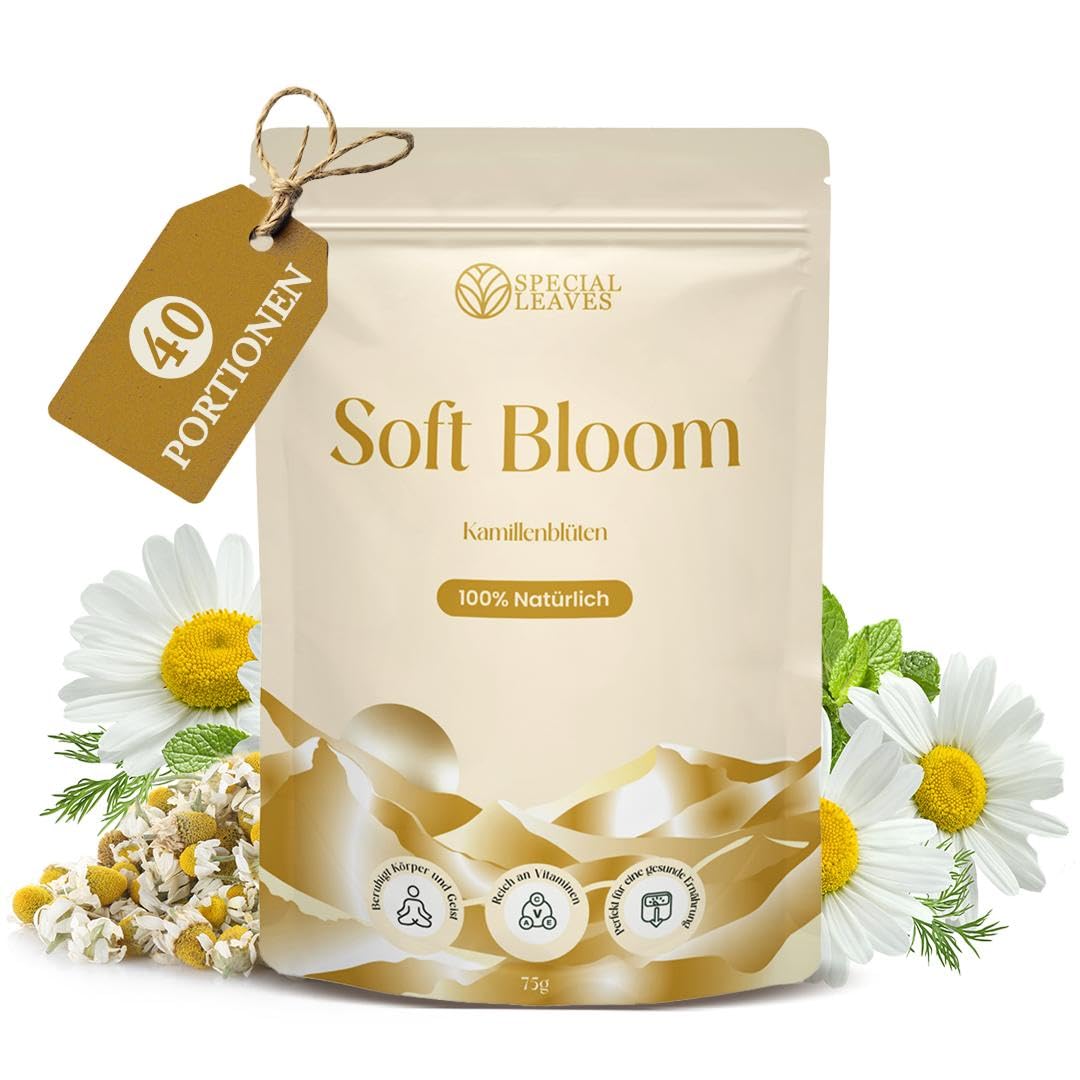 Special Leaves Kamillentee, Bio, 75g loser Kräutertee aus 100% Kamillenblüten, Koffeinfrei und Ohne Zuckerzusätze, Sanfter Geschmack für Entspannung und Wohlbefinden
