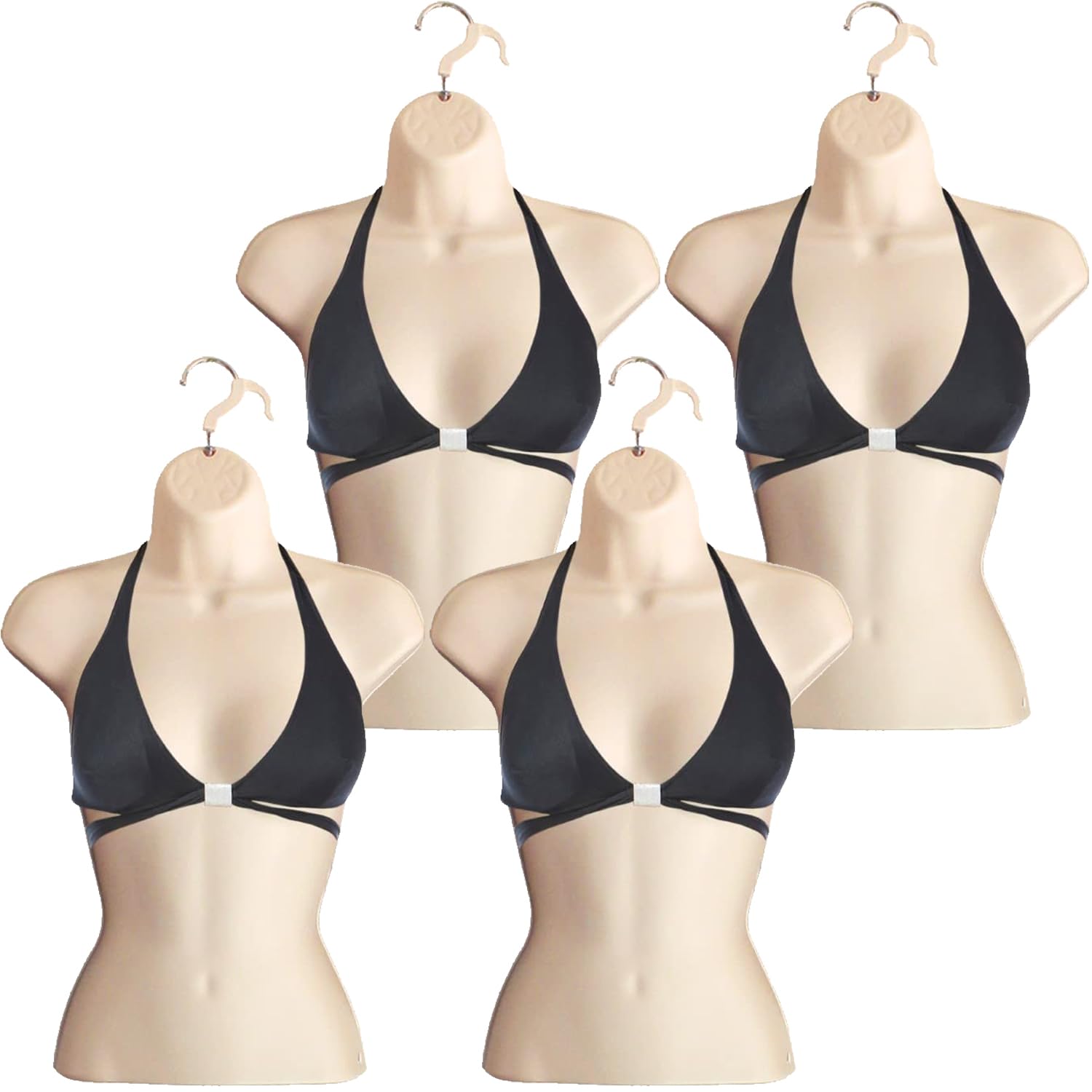 DisplayTown Female Mannequin Torso Hollow Back Body Stackable Dress Form with Hanging Hooks for Tshirt Display, Countertop, Craft Shows, Photos and